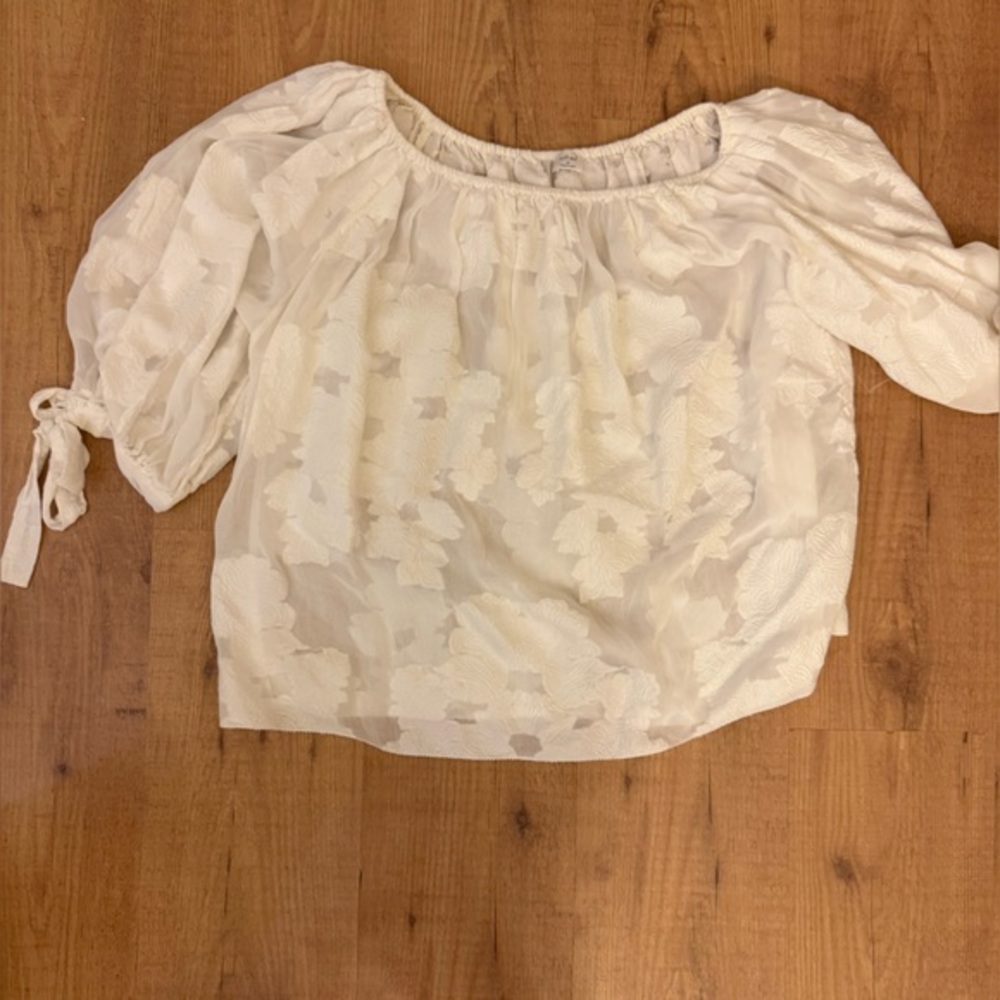 Wilfred White Floral Transparent Blouse M